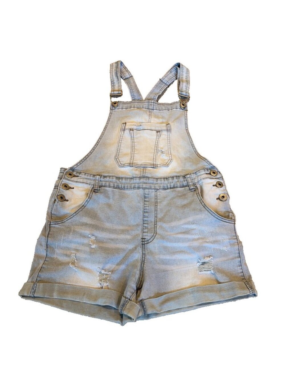 Elite Jeans Carpenter Overalls Shortalls Shorts Women's L Light Wash Country Y2K